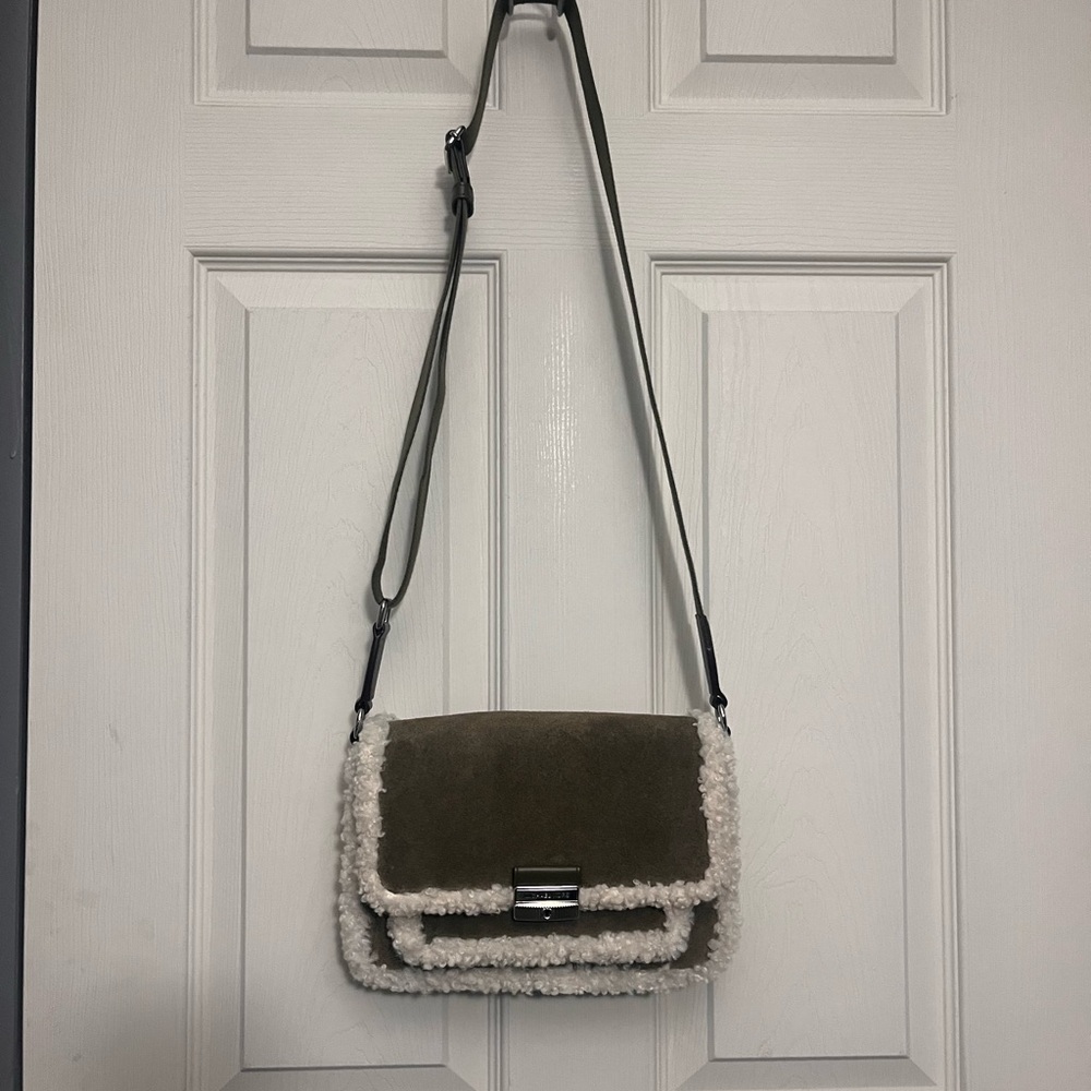 Michael Kors Green and White Crossbody Bag
